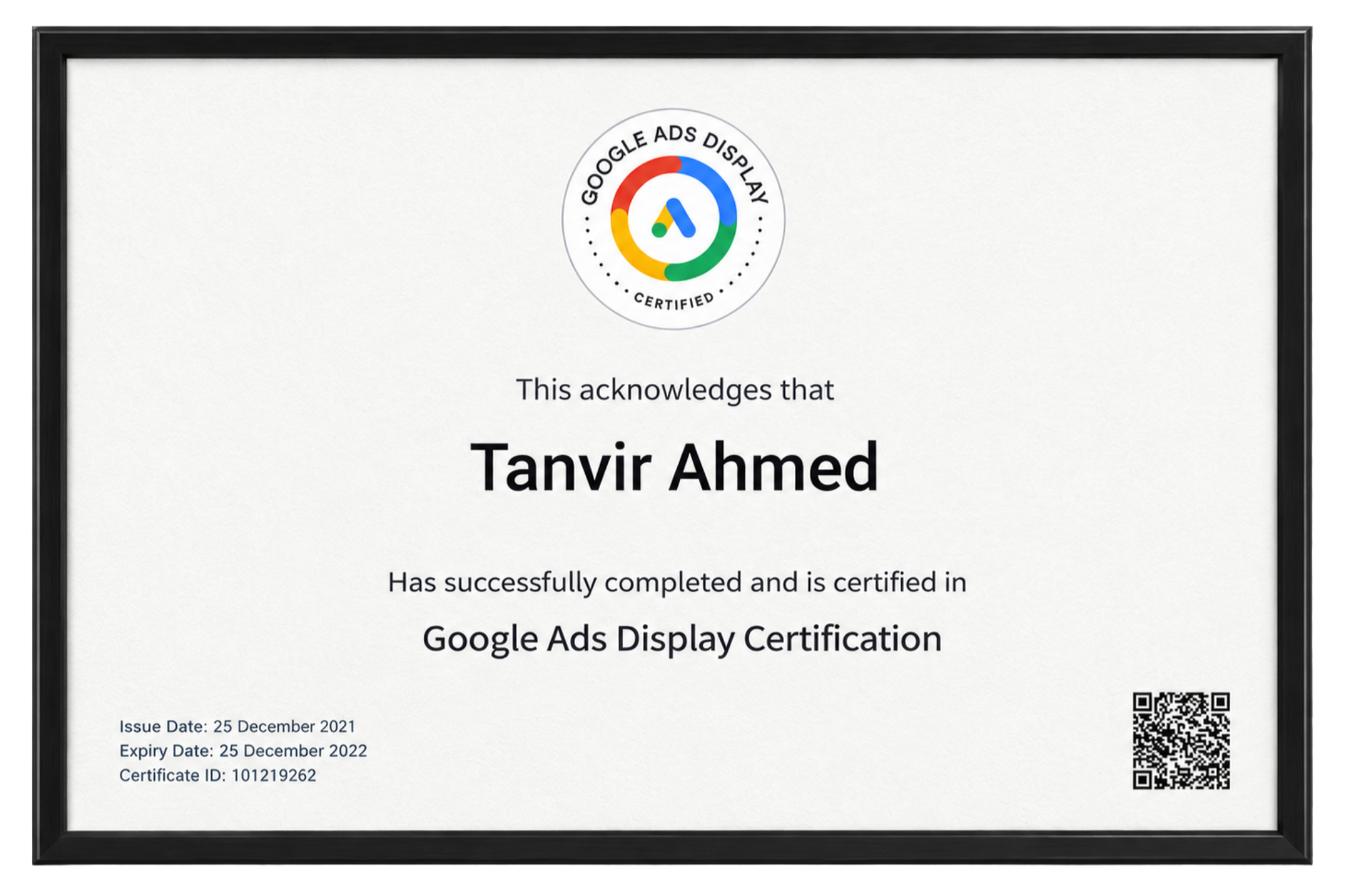 Tanvir Ahmed Professional Certification 2